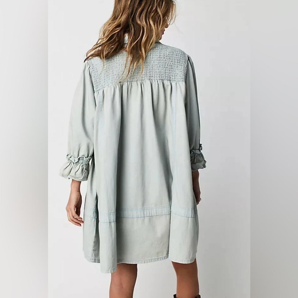 Free People Vanessa Denim Oversized Tunic Top, Light Blue - Picture 4 of 6